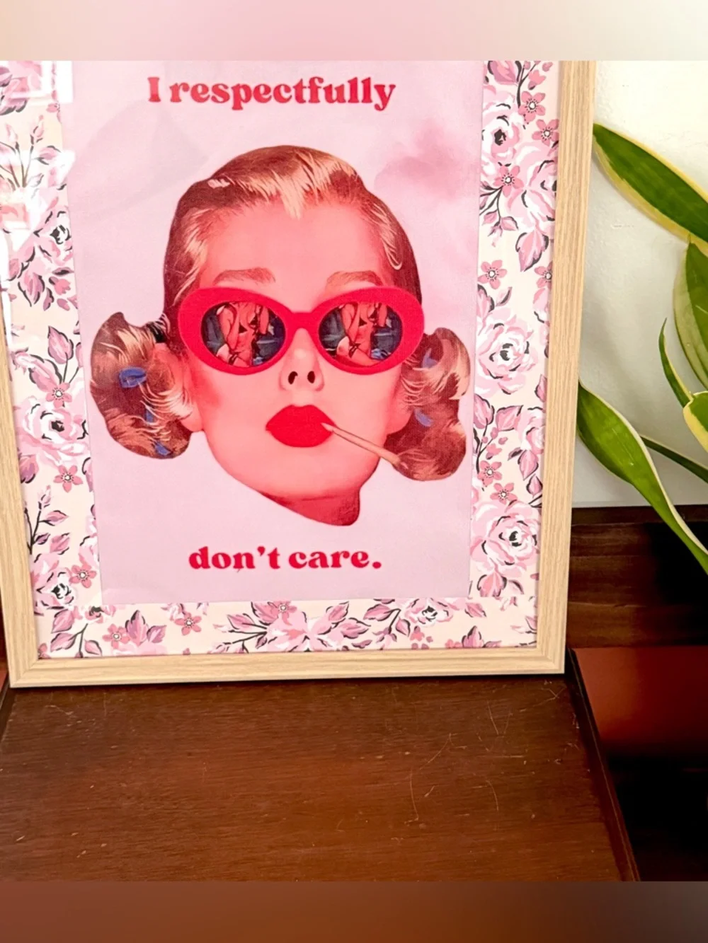 I Respectfully Don’t Care Happy Housewife Blunt Smoking Canvas Art Print Framed